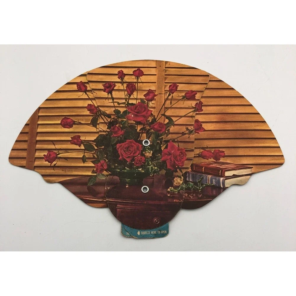 VINTAGE Somerset floral co.  Evansville, IN FAN‎ advertising Bouquet roses EUC